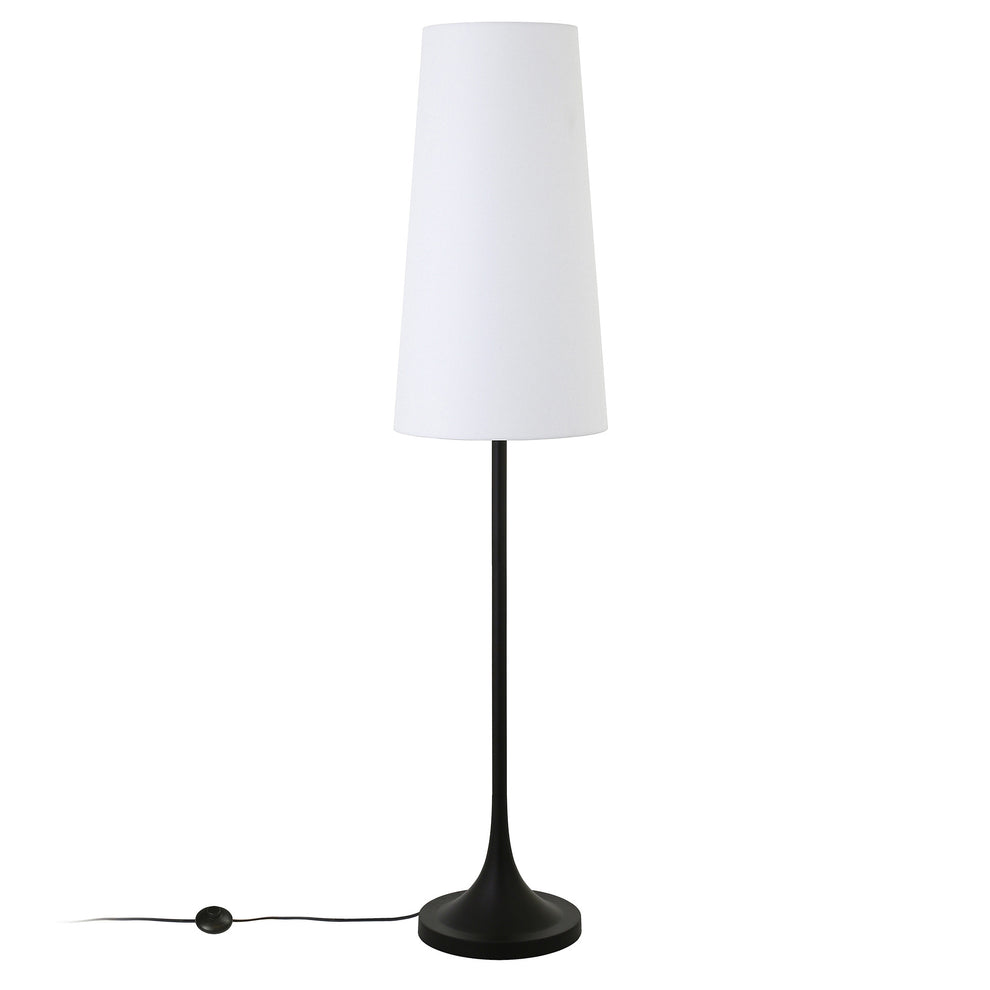 Black Novelty Floor Lamp With White Frosted Glass Drum Shade By Homeroots | Floor Lamps | Modishstore - 2