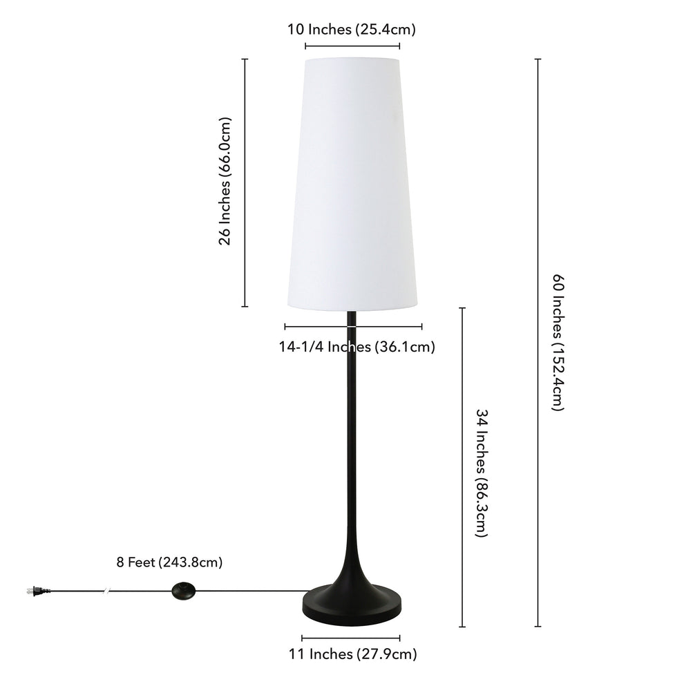 Black Novelty Floor Lamp With White Frosted Glass Drum Shade By Homeroots | Floor Lamps | Modishstore - 8