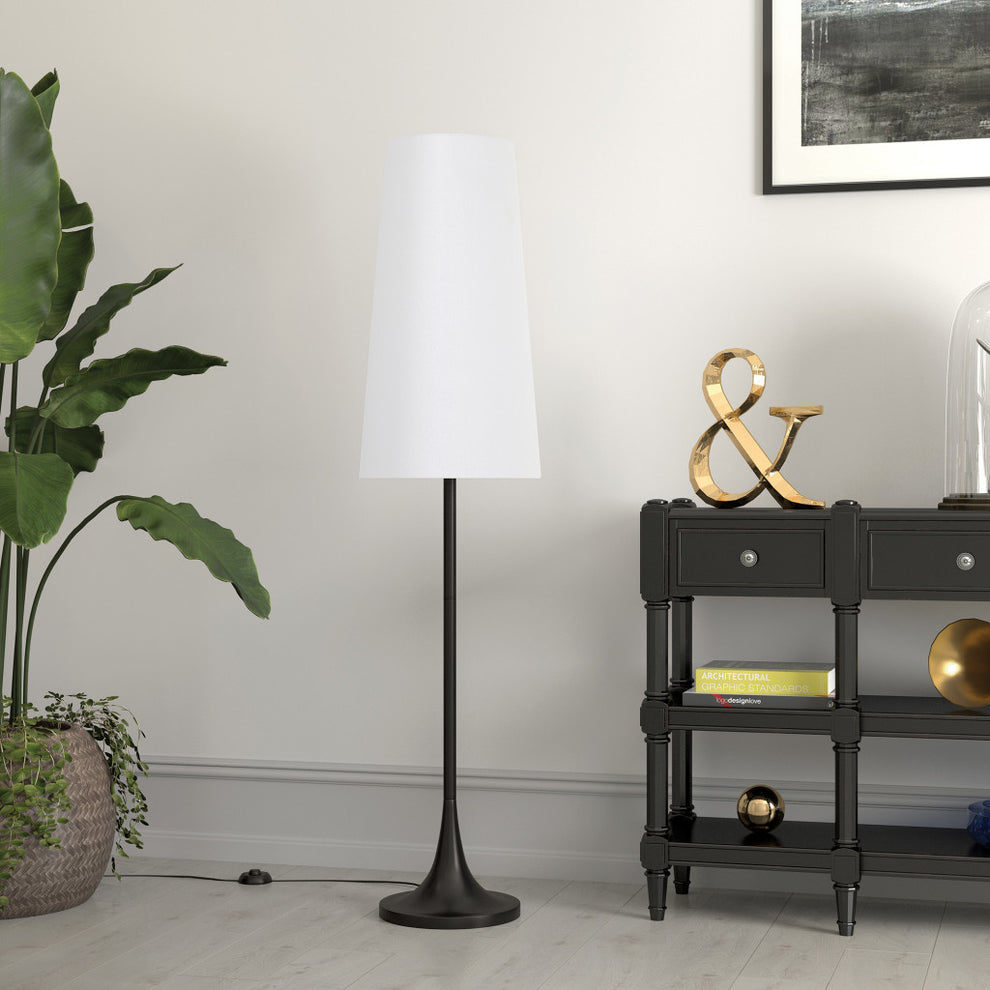 Black Novelty Floor Lamp With White Frosted Glass Drum Shade By Homeroots | Floor Lamps | Modishstore - 6