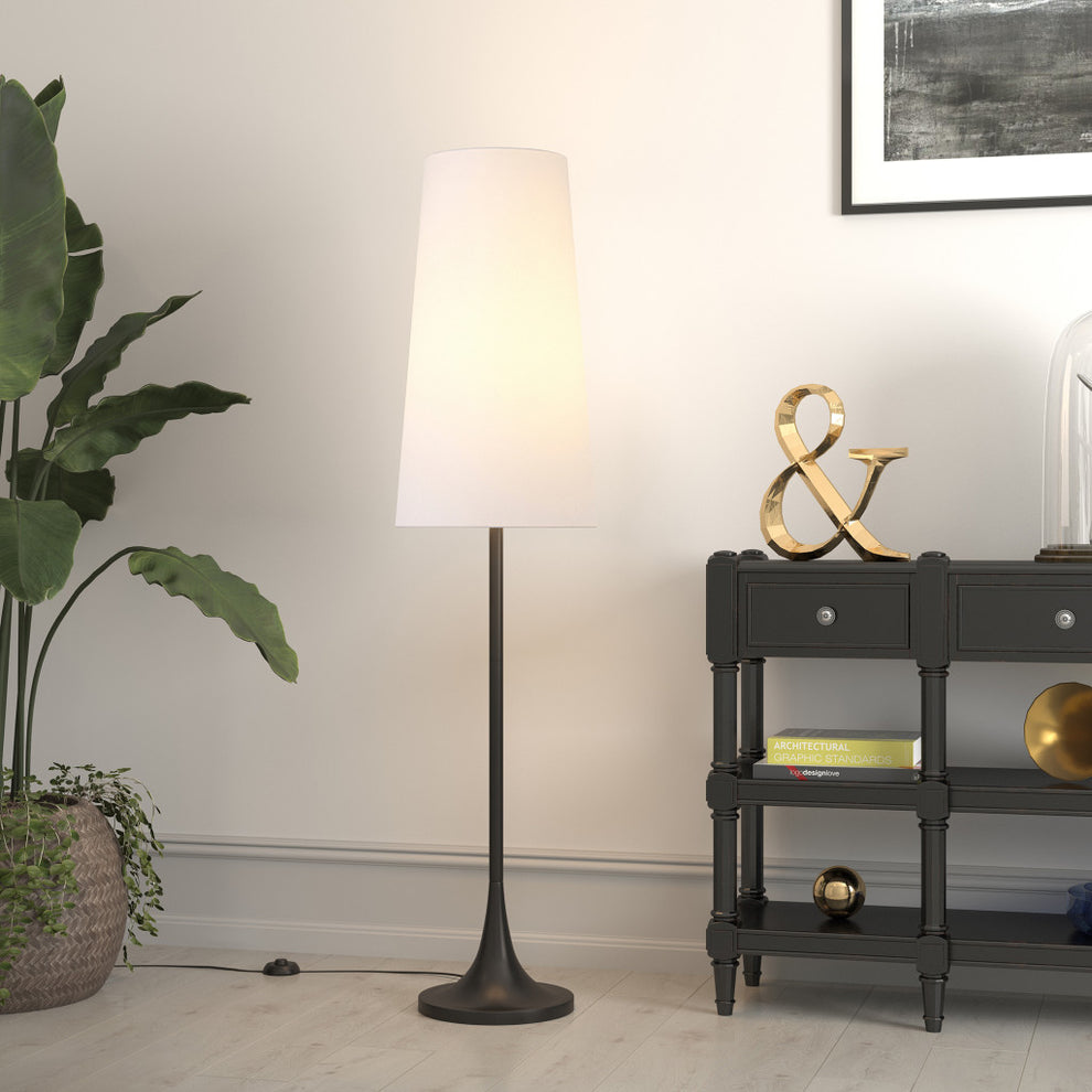 Black Novelty Floor Lamp With White Frosted Glass Drum Shade By Homeroots | Floor Lamps | Modishstore - 7