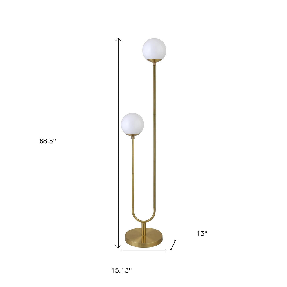 Gold And White Two Light Novelty Floor Lamp With White Glass Globe Shade By Homeroots | Floor Lamps | Modishstore - 6