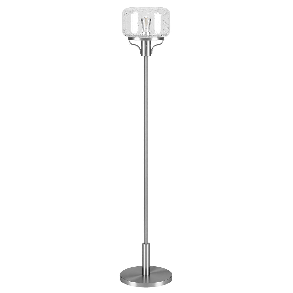 Nickel Novelty Floor Lamp With Clear Seeded Glass Globe Shade By Homeroots | Floor Lamps | Modishstore - 1