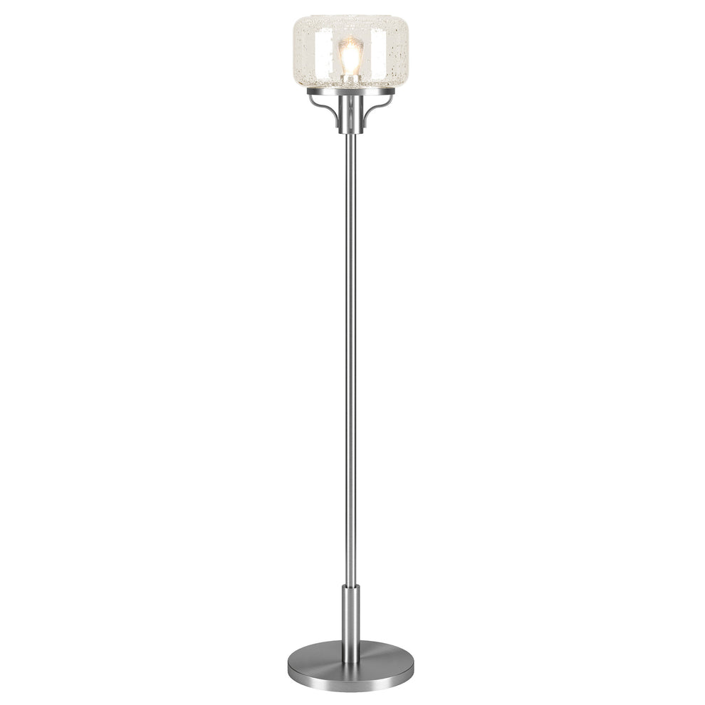 Nickel Novelty Floor Lamp With Clear Seeded Glass Globe Shade By Homeroots | Floor Lamps | Modishstore - 3