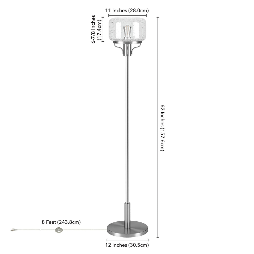 Nickel Novelty Floor Lamp With Clear Seeded Glass Globe Shade By Homeroots | Floor Lamps | Modishstore - 8