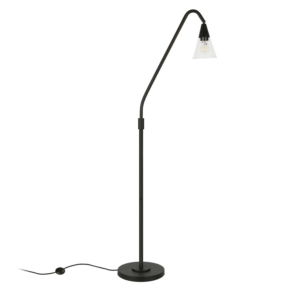 Black Reading Floor Lamp With Clear Transparent Glass Dome Shade By Homeroots | Floor Lamps | Modishstore - 7