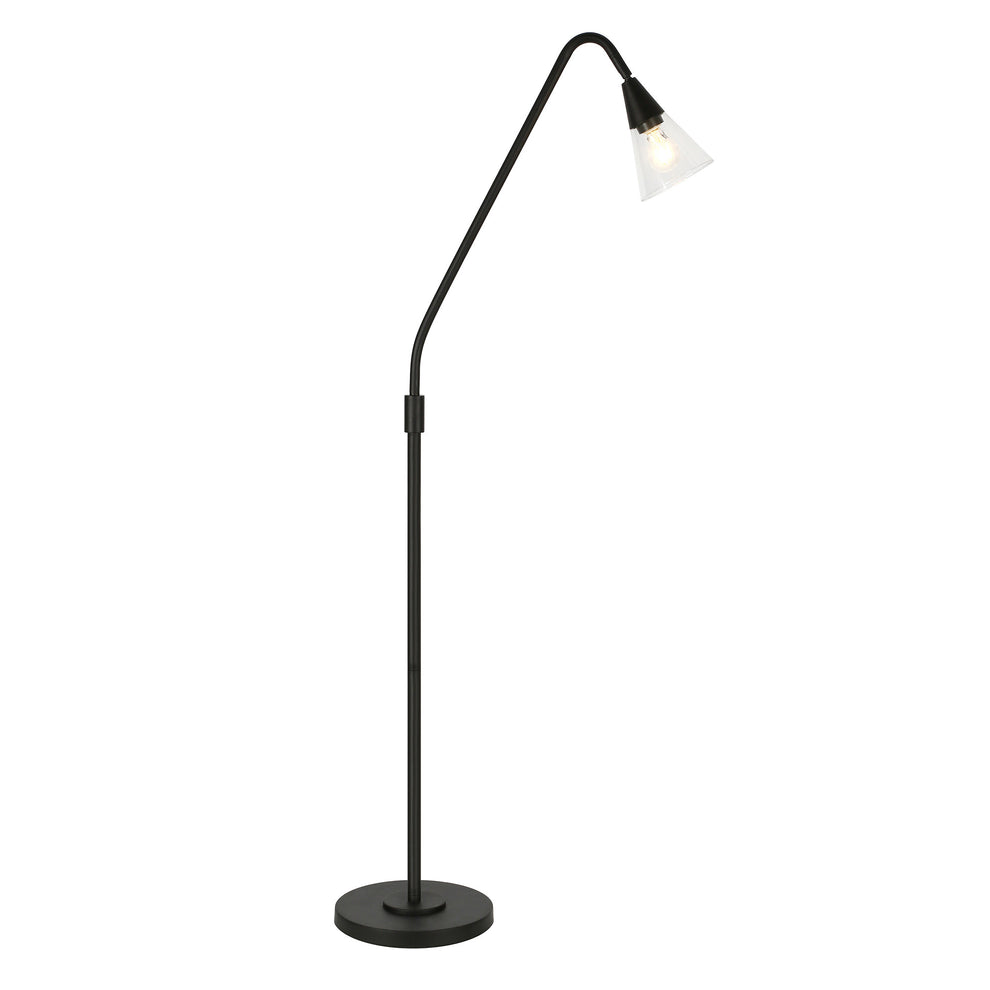 Black Reading Floor Lamp With Clear Transparent Glass Dome Shade By Homeroots | Floor Lamps | Modishstore - 4
