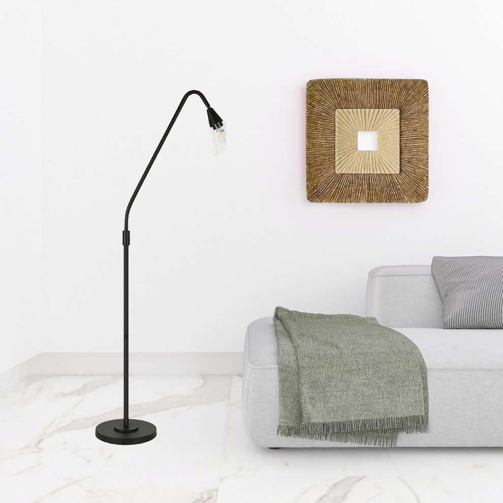 Black Reading Floor Lamp With Clear Transparent Glass Dome Shade By Homeroots | Floor Lamps | Modishstore - 5