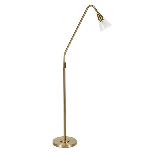 Brass Reading Floor Lamp With Clear Transparent Glass Dome Shade By Homeroots | Floor Lamps | Modishstore - 1