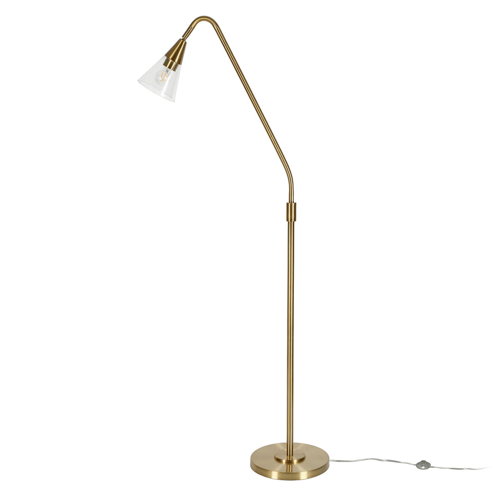 Brass Reading Floor Lamp With Clear Transparent Glass Dome Shade By Homeroots | Floor Lamps | Modishstore - 6