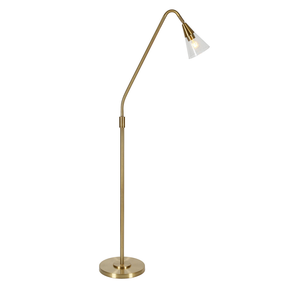 Brass Reading Floor Lamp With Clear Transparent Glass Dome Shade By Homeroots | Floor Lamps | Modishstore - 3