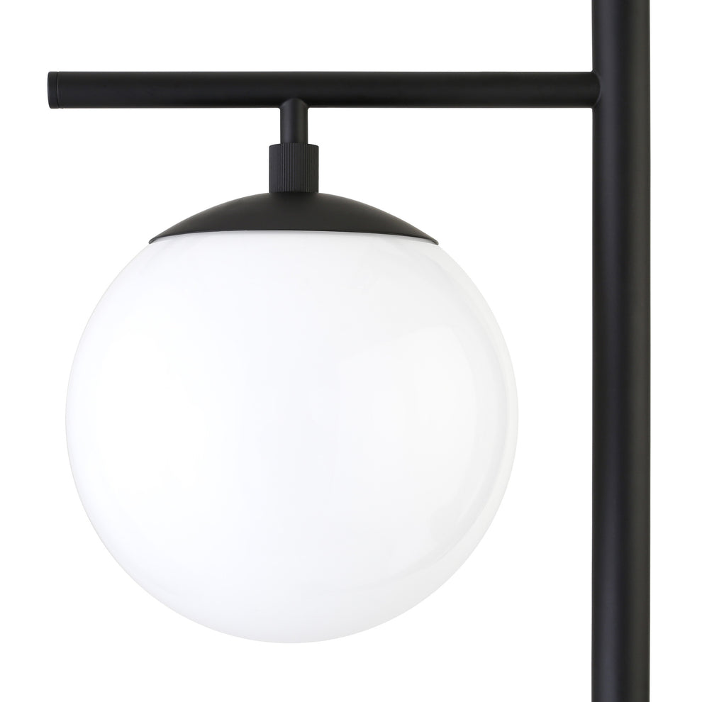 Black And White Two Light Tree Floor Lamp With White Glass Globe Shade By Homeroots | Floor Lamps | Modishstore - 3