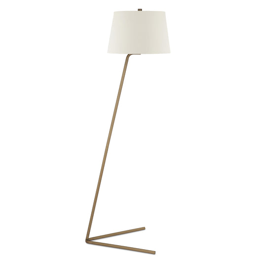 Brass Novelty Floor Lamp With White Frosted Glass Drum Shade By Homeroots | Floor Lamps | Modishstore - 1