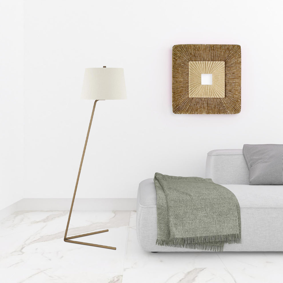 Brass Novelty Floor Lamp With White Frosted Glass Drum Shade By Homeroots | Floor Lamps | Modishstore - 3