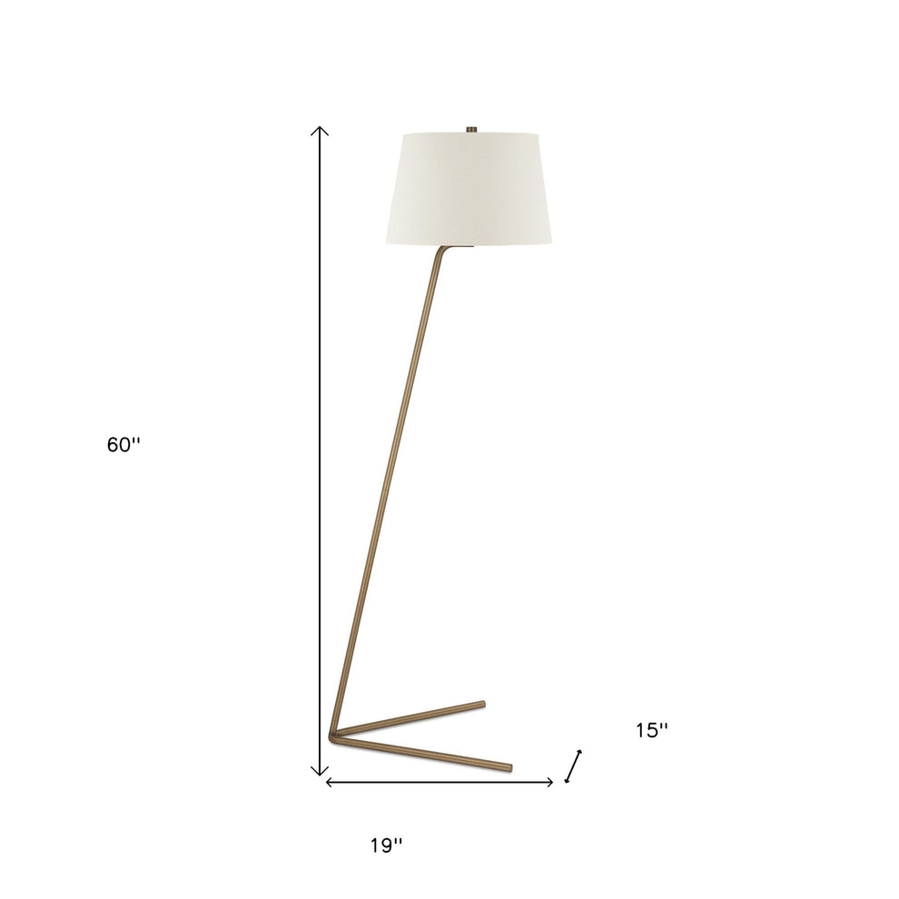 Brass Novelty Floor Lamp With White Frosted Glass Drum Shade By Homeroots | Floor Lamps | Modishstore - 7