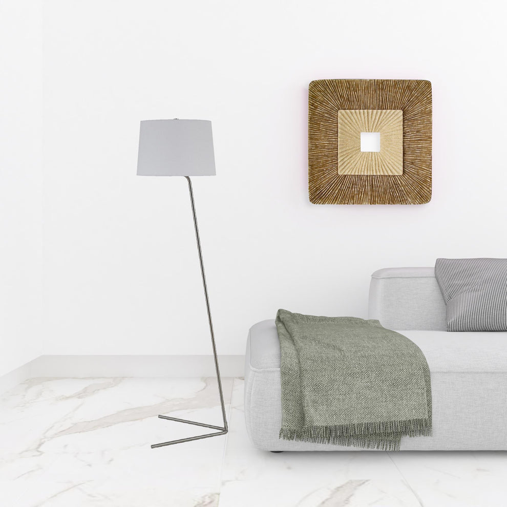 Nickel Novelty Floor Lamp With White Frosted Glass Drum Shade By Homeroots | Floor Lamps | Modishstore - 3