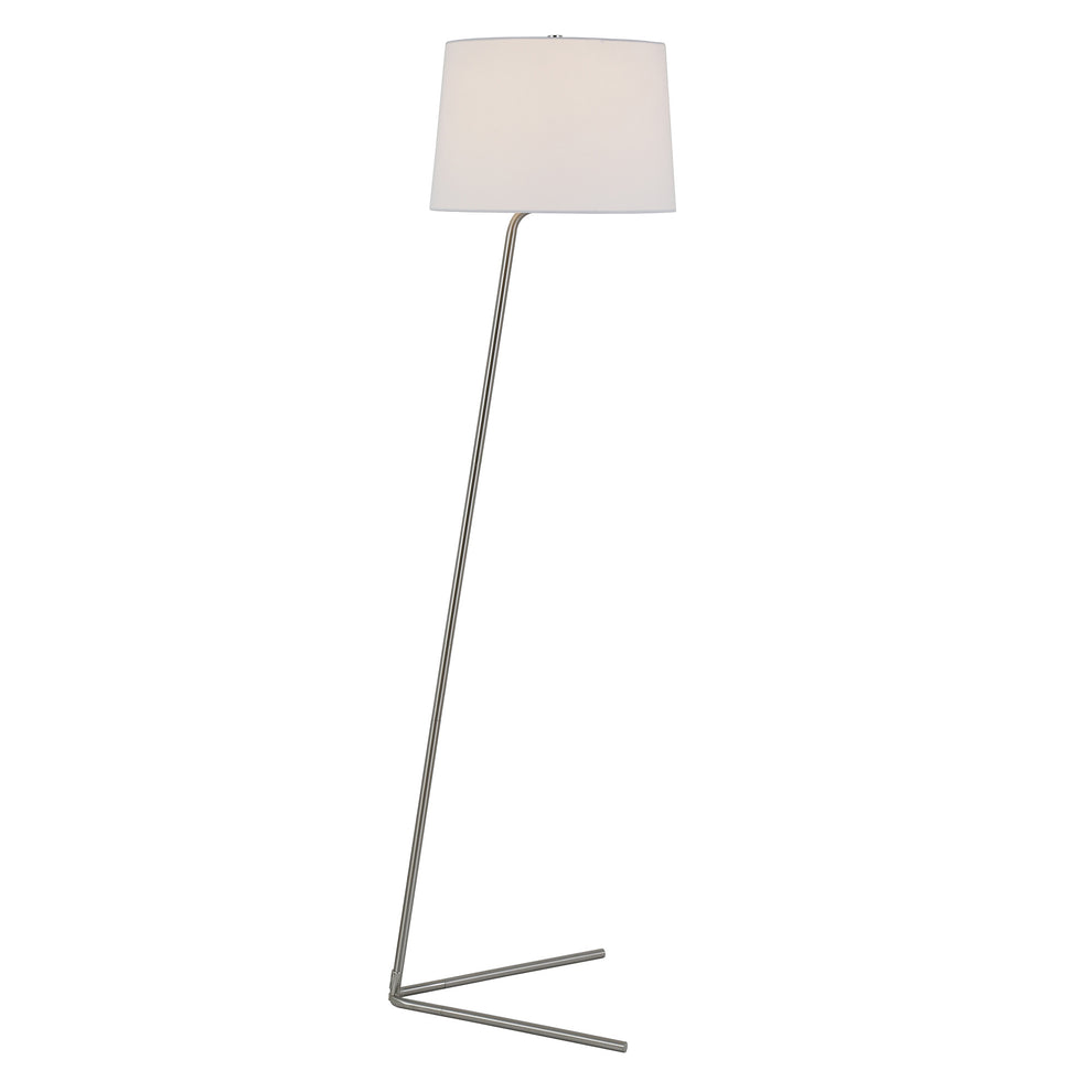 Nickel Novelty Floor Lamp With White Frosted Glass Drum Shade By Homeroots | Floor Lamps | Modishstore - 2