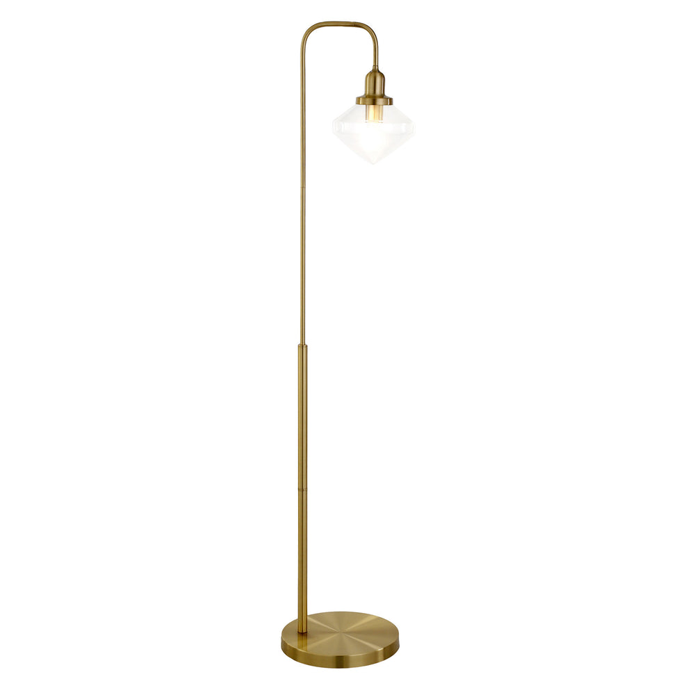 Brass Arched Floor Lamp With Clear Transparent Glass Shade By Homeroots | Floor Lamps | Modishstore - 3