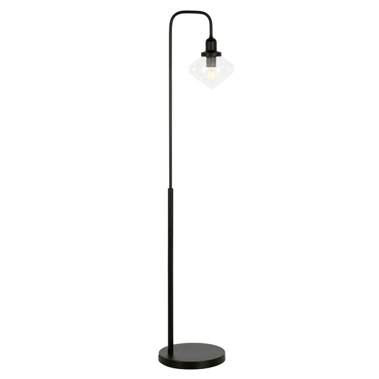 Black Arched Floor Lamp With Clear Transparent Glass Shade By Homeroots | Floor Lamps | Modishstore - 1