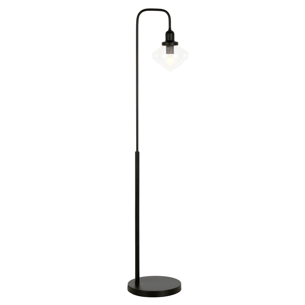 Black Arched Floor Lamp With Clear Transparent Glass Shade By Homeroots | Floor Lamps | Modishstore - 6