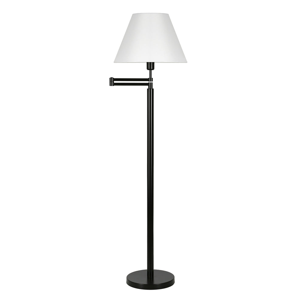 Black Swing Arm Floor Lamp With White Frosted Glass Empire Shade By Homeroots | Floor Lamps | Modishstore - 3