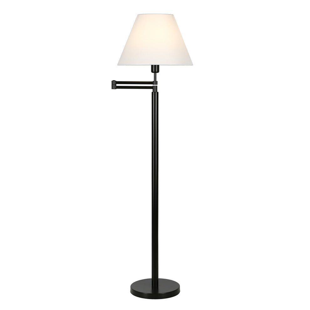 Black Swing Arm Floor Lamp With White Frosted Glass Empire Shade By Homeroots | Floor Lamps | Modishstore - 4