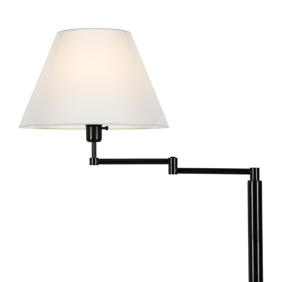 Black Swing Arm Floor Lamp With White Frosted Glass Empire Shade By Homeroots | Floor Lamps | Modishstore - 5
