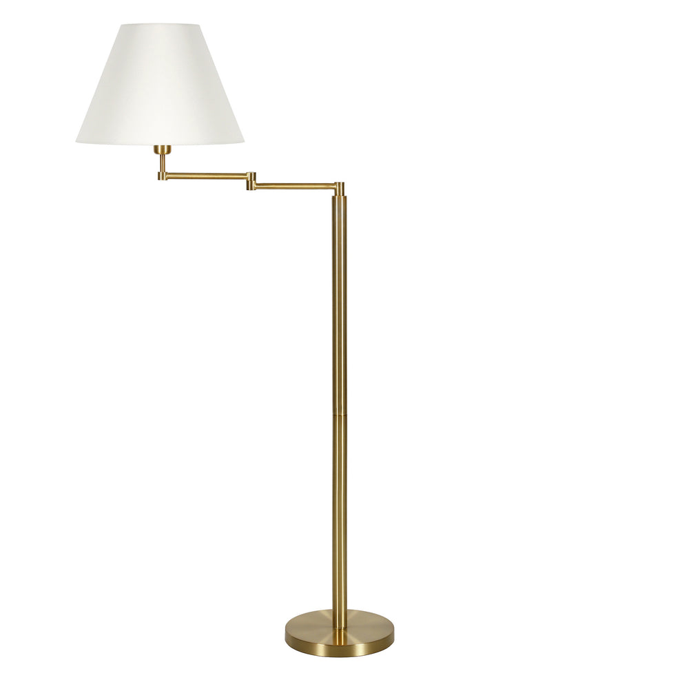 Gold And White Swing Arm Floor Lamp With White Fabric Empire Shade By Homeroots | Floor Lamps | Modishstore - 3
