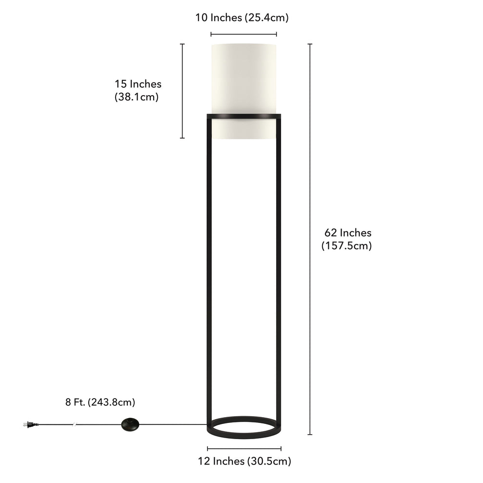 Black Column Floor Lamp With White Fabric Drum Shade By Homeroots | Floor Lamps | Modishstore - 7