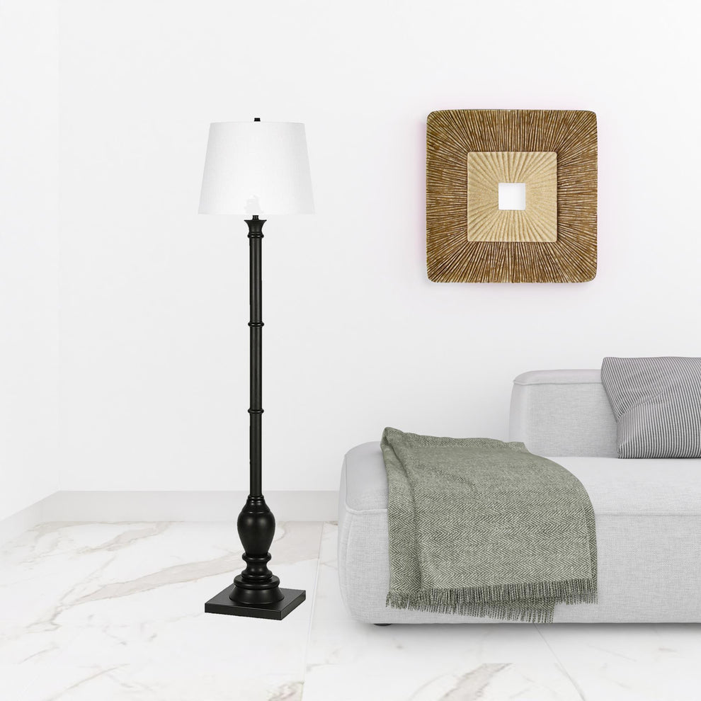 Black Traditional Shaped Floor Lamp With White Frosted Glass Empire Shade By Homeroots | Floor Lamps | Modishstore - 3