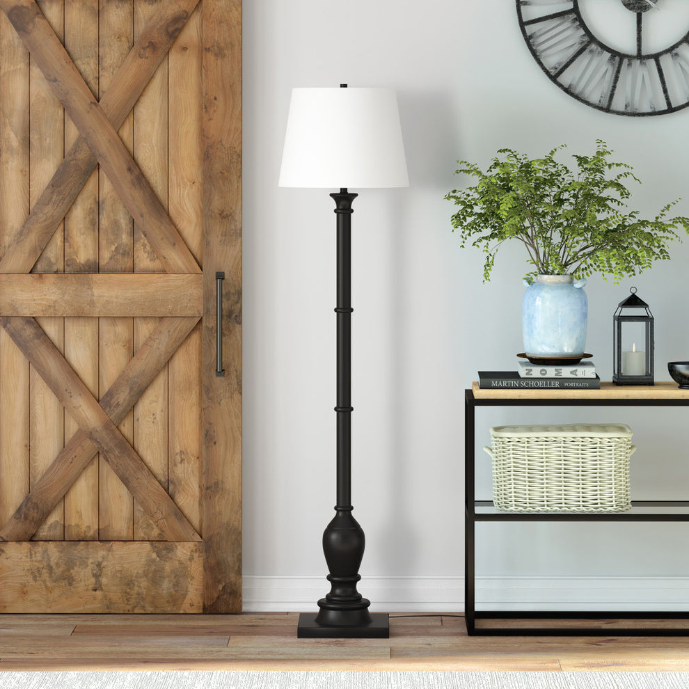 Black Traditional Shaped Floor Lamp With White Frosted Glass Empire Shade By Homeroots | Floor Lamps | Modishstore - 5