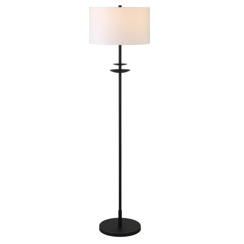 Black Traditional Shaped Floor Lamp With White Frosted Glass Drum Shade By Homeroots | Floor Lamps | Modishstore - 7