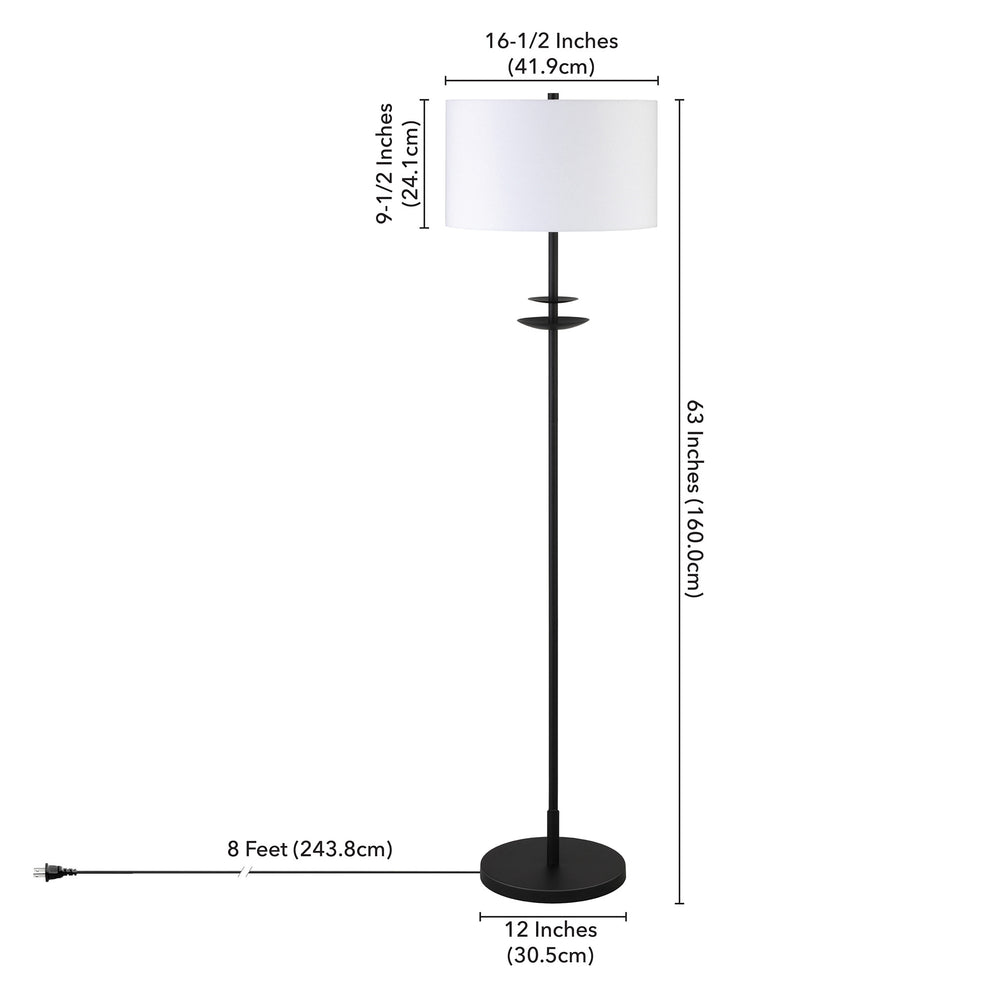 Black Traditional Shaped Floor Lamp With White Frosted Glass Drum Shade By Homeroots | Floor Lamps | Modishstore - 6