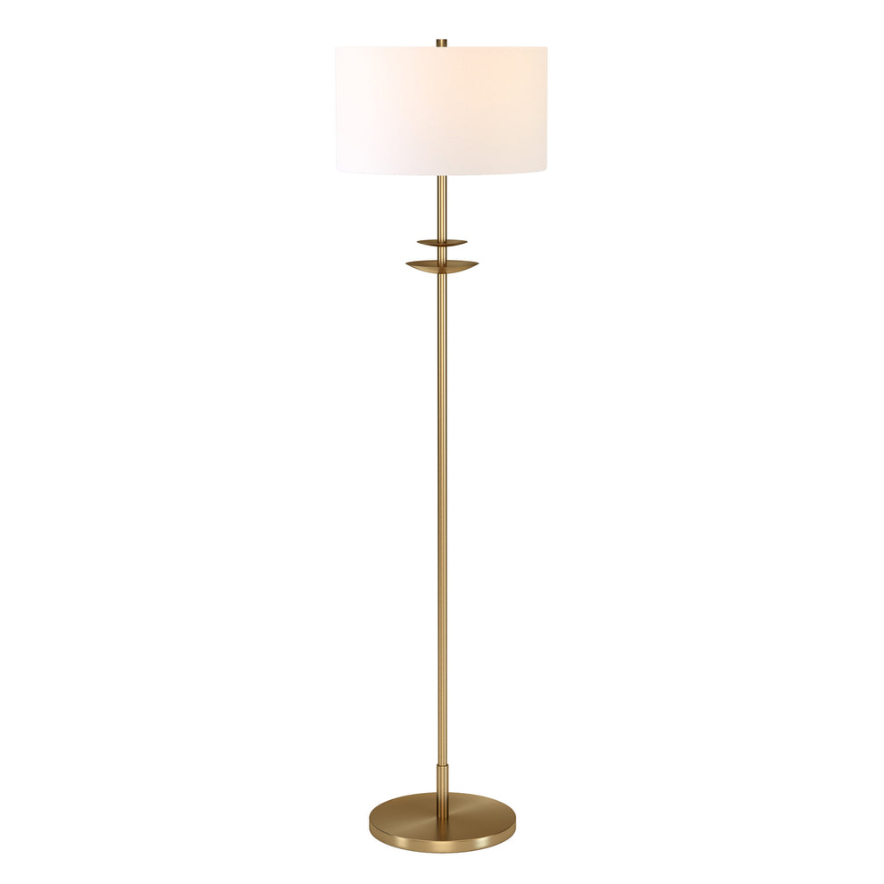 Brass Traditional Shaped Floor Lamp With White Frosted Glass Drum Shade By Homeroots | Floor Lamps | Modishstore - 7
