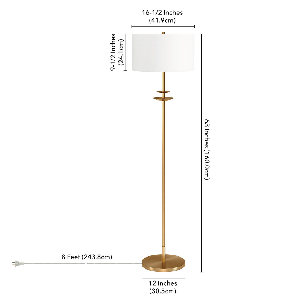 Brass Traditional Shaped Floor Lamp With White Frosted Glass Drum Shade By Homeroots | Floor Lamps | Modishstore - 6