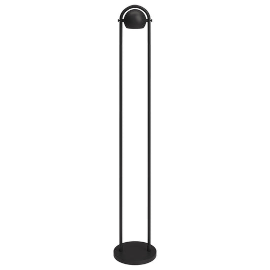 Black Column Floor Lamp With Black Globe Shade By Homeroots | Floor Lamps | Modishstore - 1