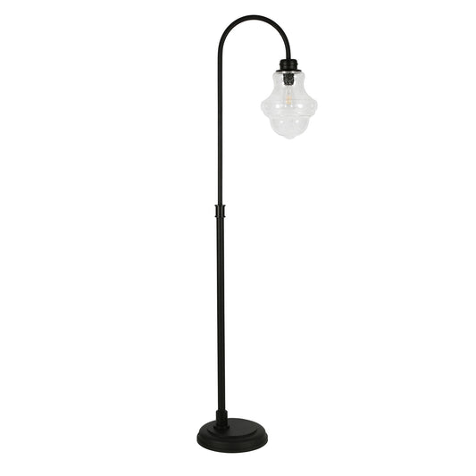 Black Arched Floor Lamp With Clear Seeded Glass Empire Shade By Homeroots | Floor Lamps | Modishstore - 1