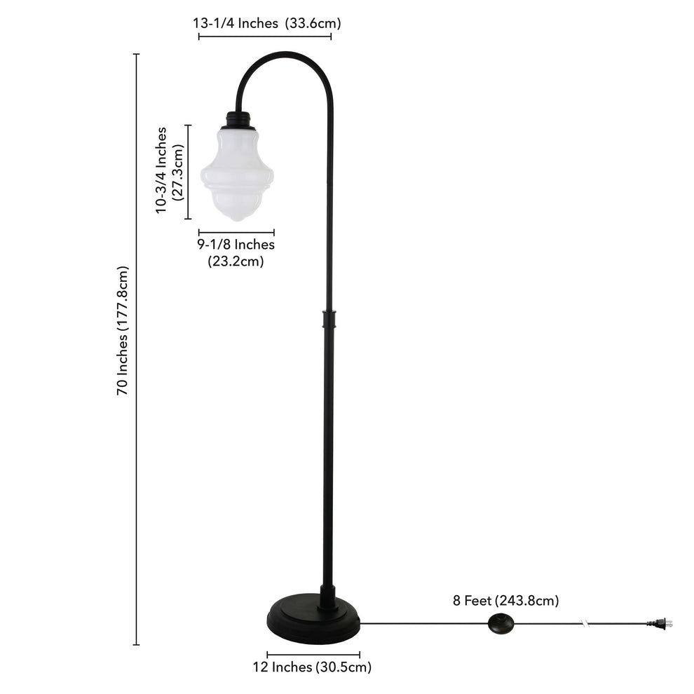 Black Arched Floor Lamp With White Frosted Glass Empire Shade By Homeroots | Floor Lamps | Modishstore - 3