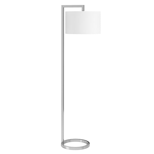 Nickel Traditional Shaped Floor Lamp With White Frosted Glass Drum Shade By Homeroots | Floor Lamps | Modishstore - 1