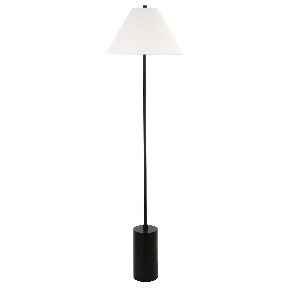 Black And White Floor Lamp With White Fabric Empire Shade By Homeroots | Floor Lamps | Modishstore - 2
