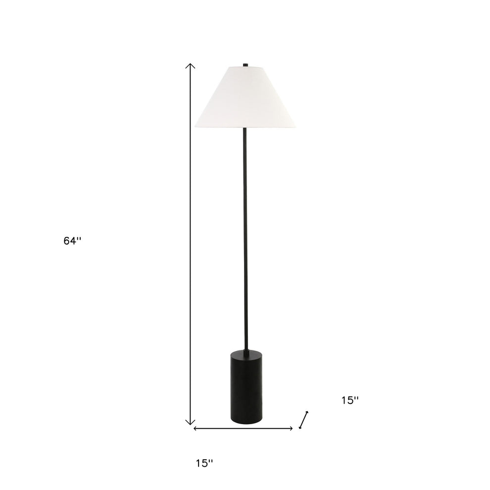 Black And White Floor Lamp With White Fabric Empire Shade By Homeroots | Floor Lamps | Modishstore - 8