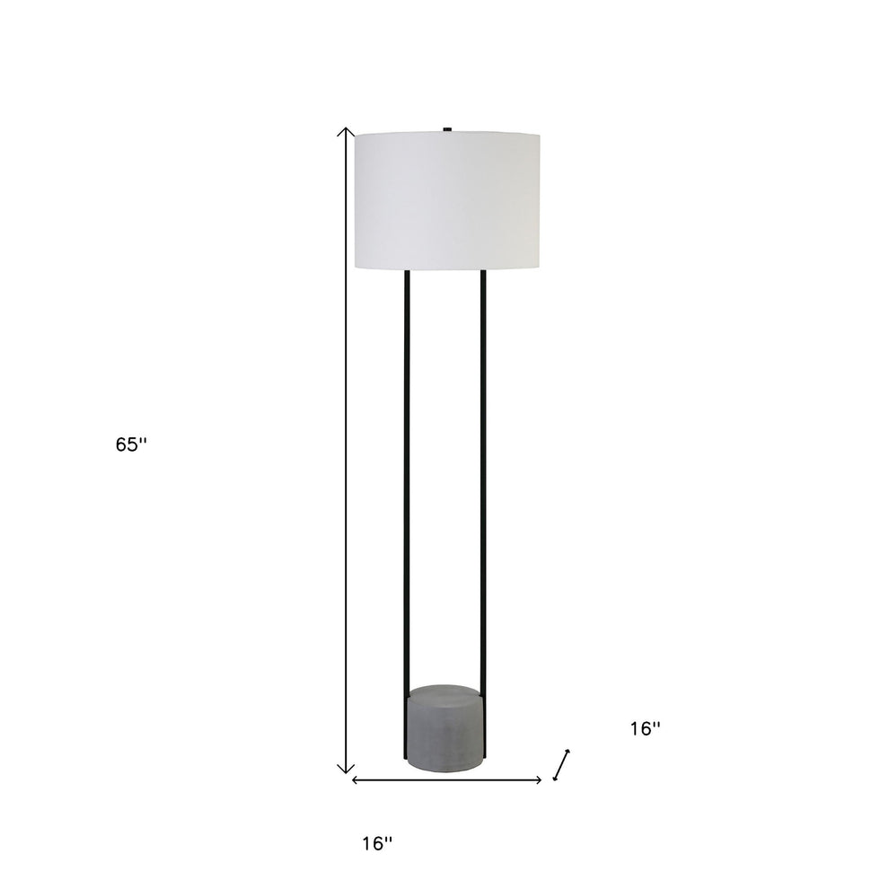 Black Column Floor Lamp With White Frosted Glass Drum Shade By Homeroots | Floor Lamps | Modishstore - 6