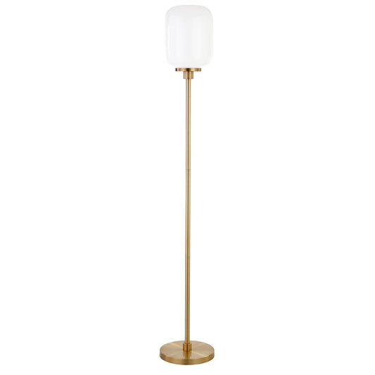 Brass Novelty Floor Lamp With White Frosted Glass Globe Shade By Homeroots | Floor Lamps | Modishstore - 1
