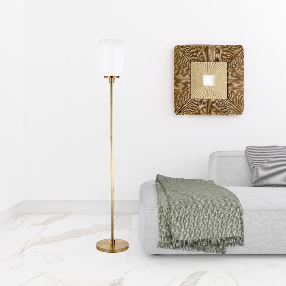 Brass Novelty Floor Lamp With White Frosted Glass Globe Shade By Homeroots | Floor Lamps | Modishstore - 3