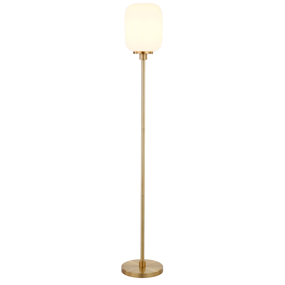 Brass Novelty Floor Lamp With White Frosted Glass Globe Shade By Homeroots | Floor Lamps | Modishstore - 2