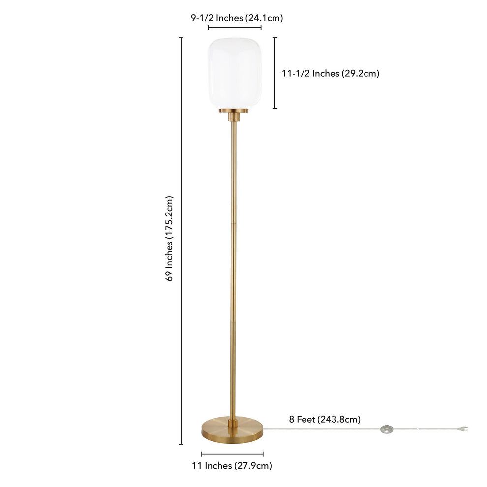 Brass Novelty Floor Lamp With White Frosted Glass Globe Shade By Homeroots | Floor Lamps | Modishstore - 7