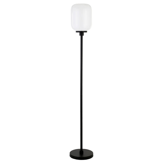 Black Novelty Floor Lamp With White Frosted Glass Globe Shade By Homeroots | Floor Lamps | Modishstore - 1