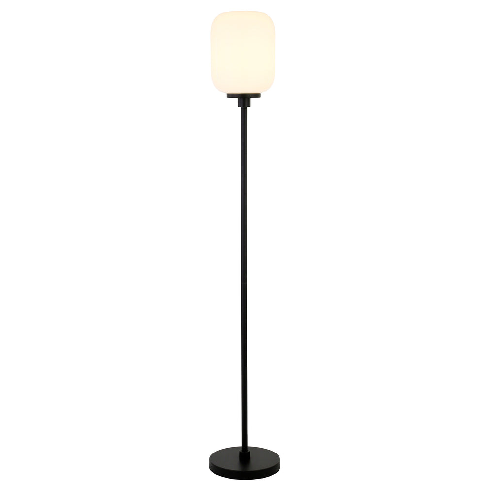 Black Novelty Floor Lamp With White Frosted Glass Globe Shade By Homeroots | Floor Lamps | Modishstore - 6