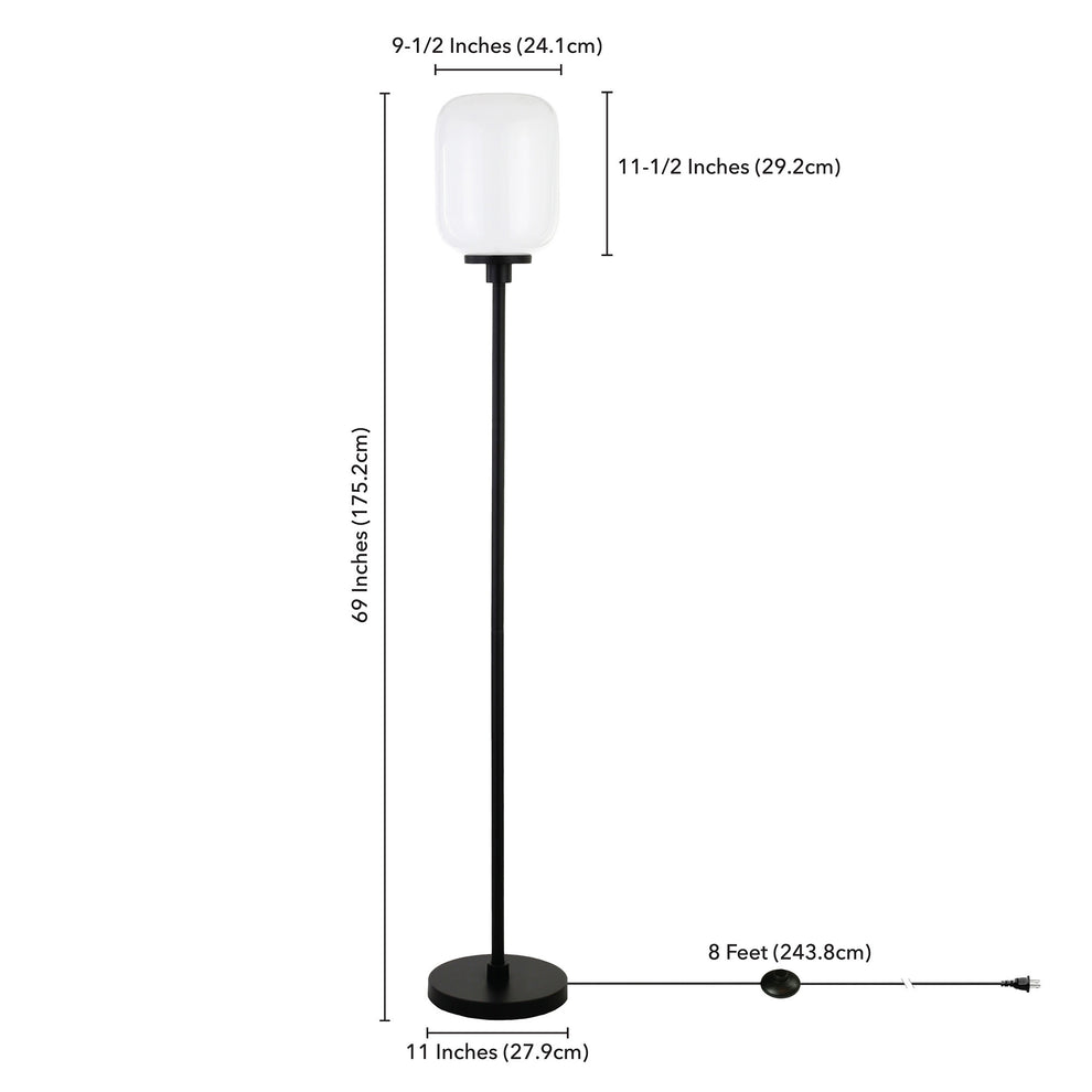 Black Novelty Floor Lamp With White Frosted Glass Globe Shade By Homeroots | Floor Lamps | Modishstore - 8
