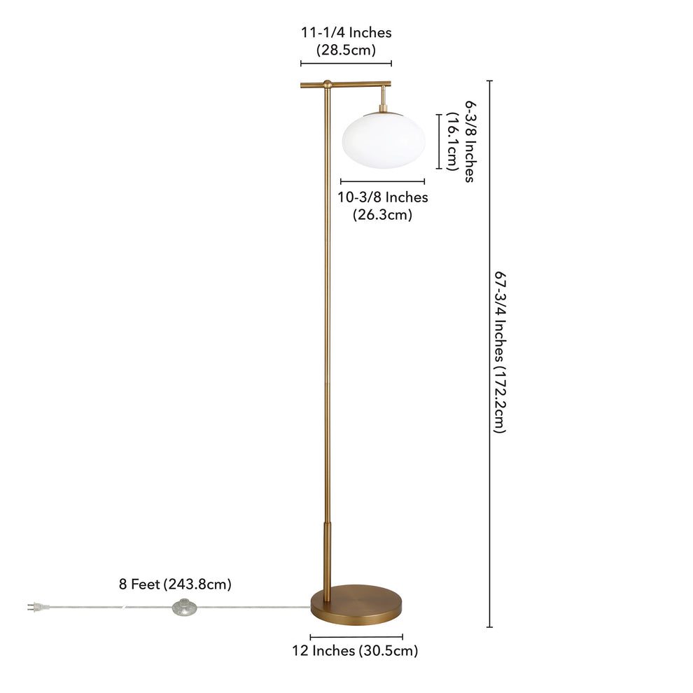 Brass Reading Floor Lamp With White Frosted Glass Globe Shade By Homeroots | Floor Lamps | Modishstore - 6