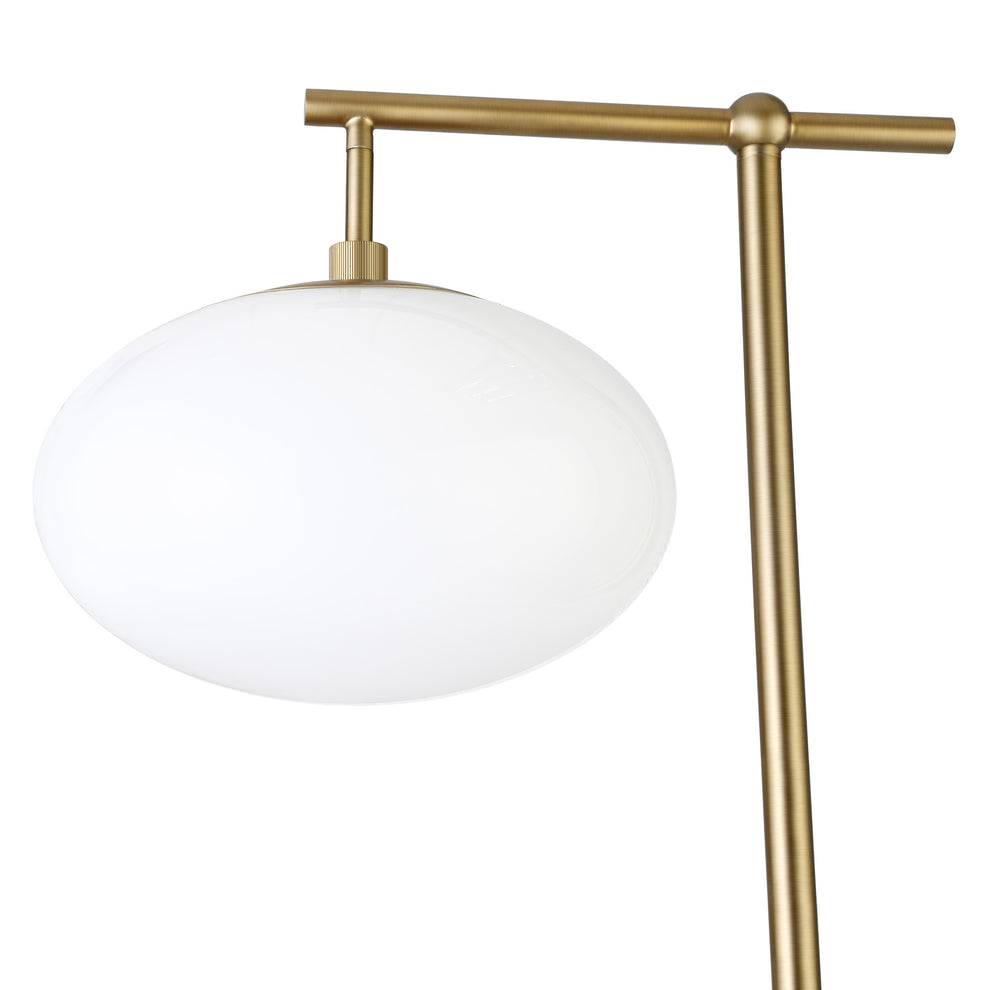 Brass Reading Floor Lamp With White Frosted Glass Globe Shade By Homeroots | Floor Lamps | Modishstore - 3